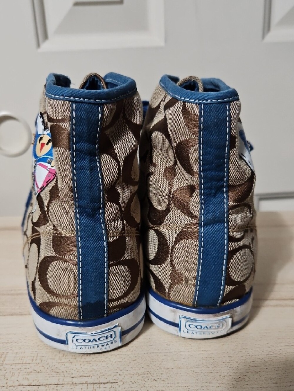 Coach EUC POPPY CHAN Bluberry Signature High-Top Sneakers - Picture 2 of 9